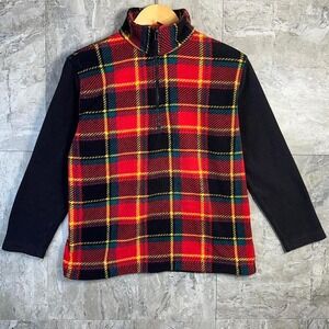 Arizona Jean company‎ Red and black plaid jacket with 1/4 zip fleece Woman S